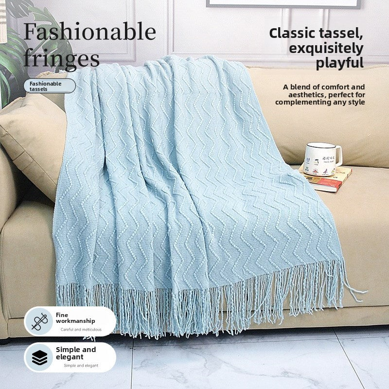 Harstad - Stickad pläd med sicksackmönster