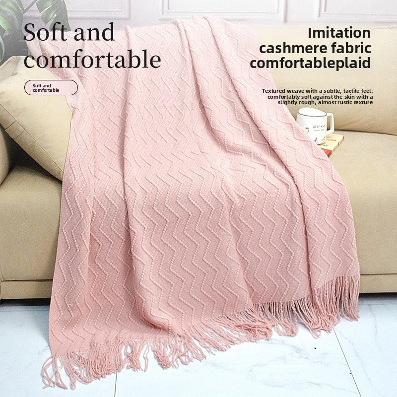 Harstad - Stickad pläd med sicksackmönster