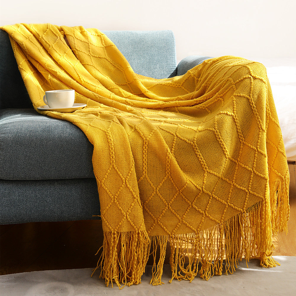 Scandinavian Knitted Acrylic Throw Blanket