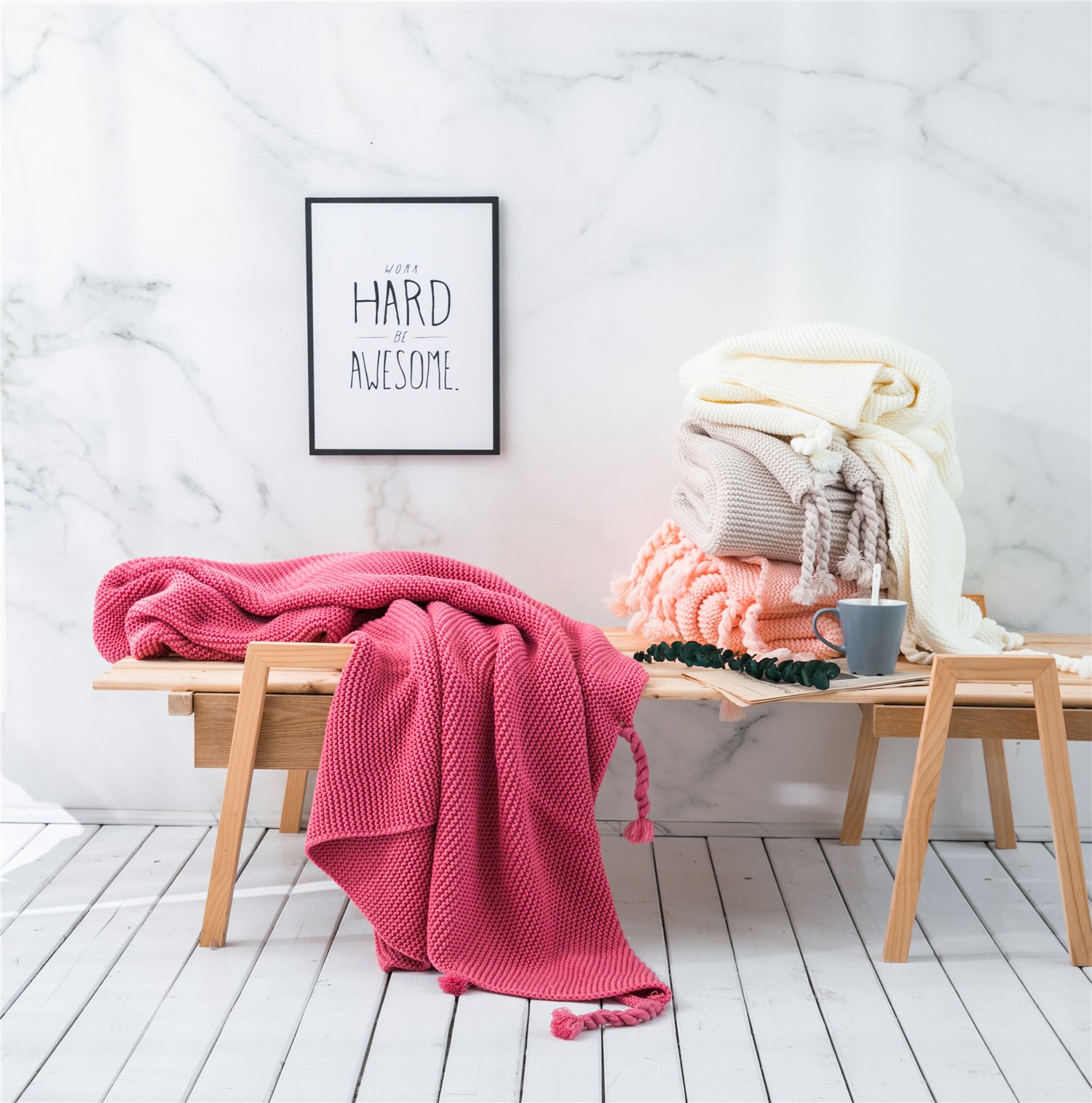 Knitted Tassel Sofa Blanket