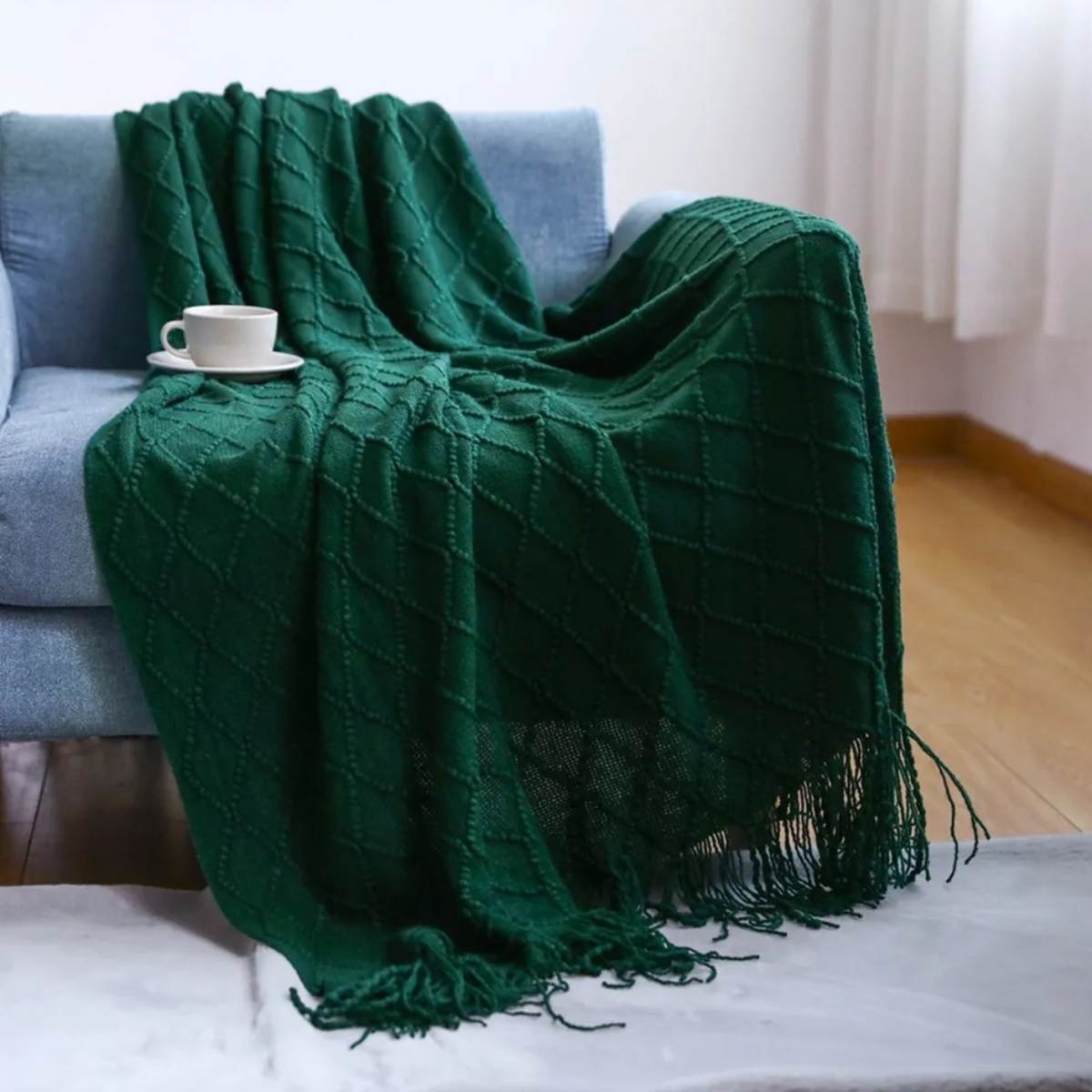 Trondheim - Stickad pläd med rombmönster