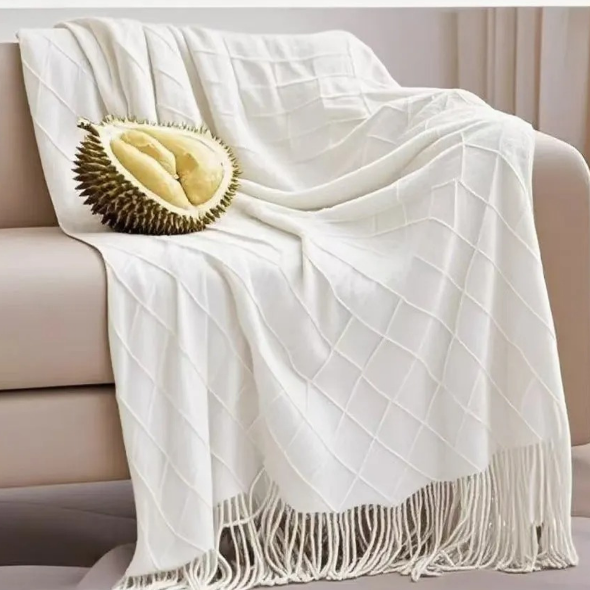 Trondheim - Stickad pläd med rombmönster